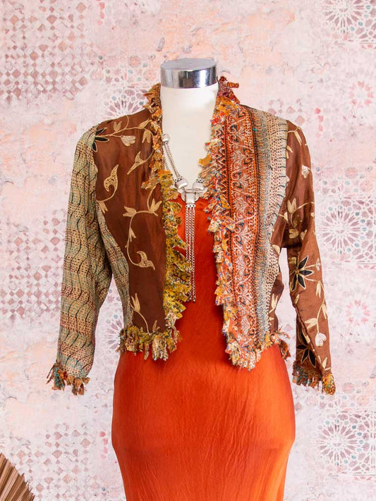 Posh & Patch Silk Collage Earth and Water Jacket Size 10