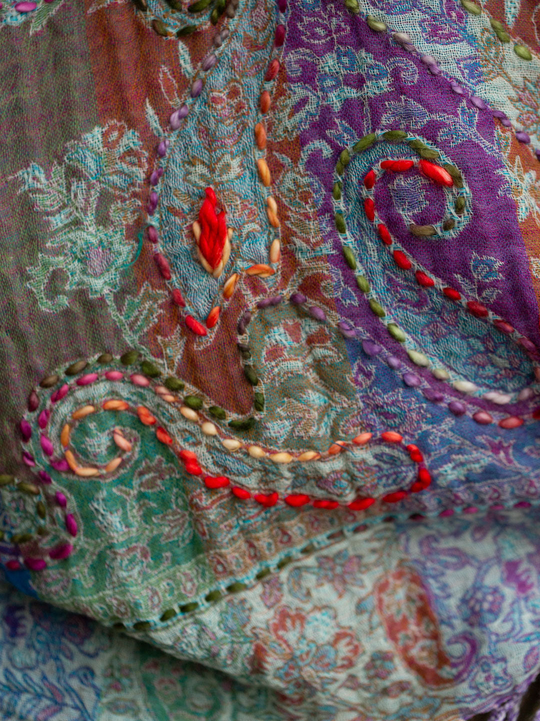 Kashmiri soft fringed wool jacket. Pastel Romance Size 14
