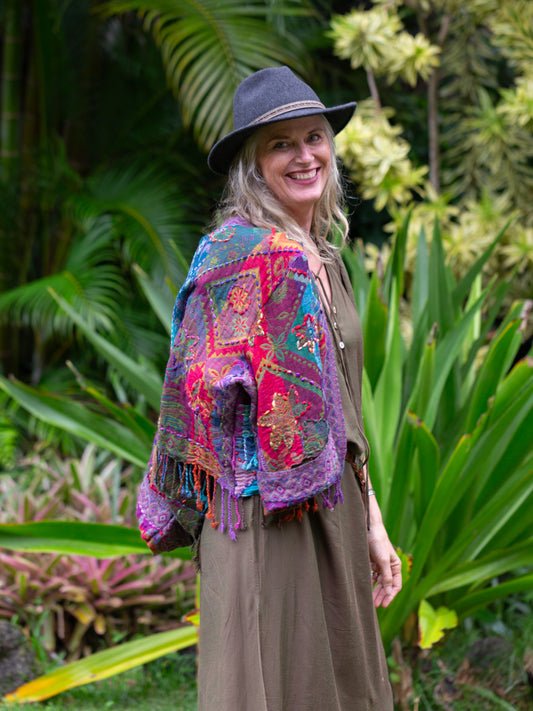 Kashmiri soft fringed wool jacket. Astral Travels size 12
