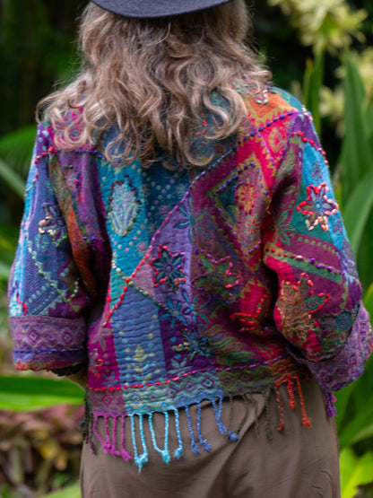 Kashmiri soft fringed wool jacket. Astral Travels size 12