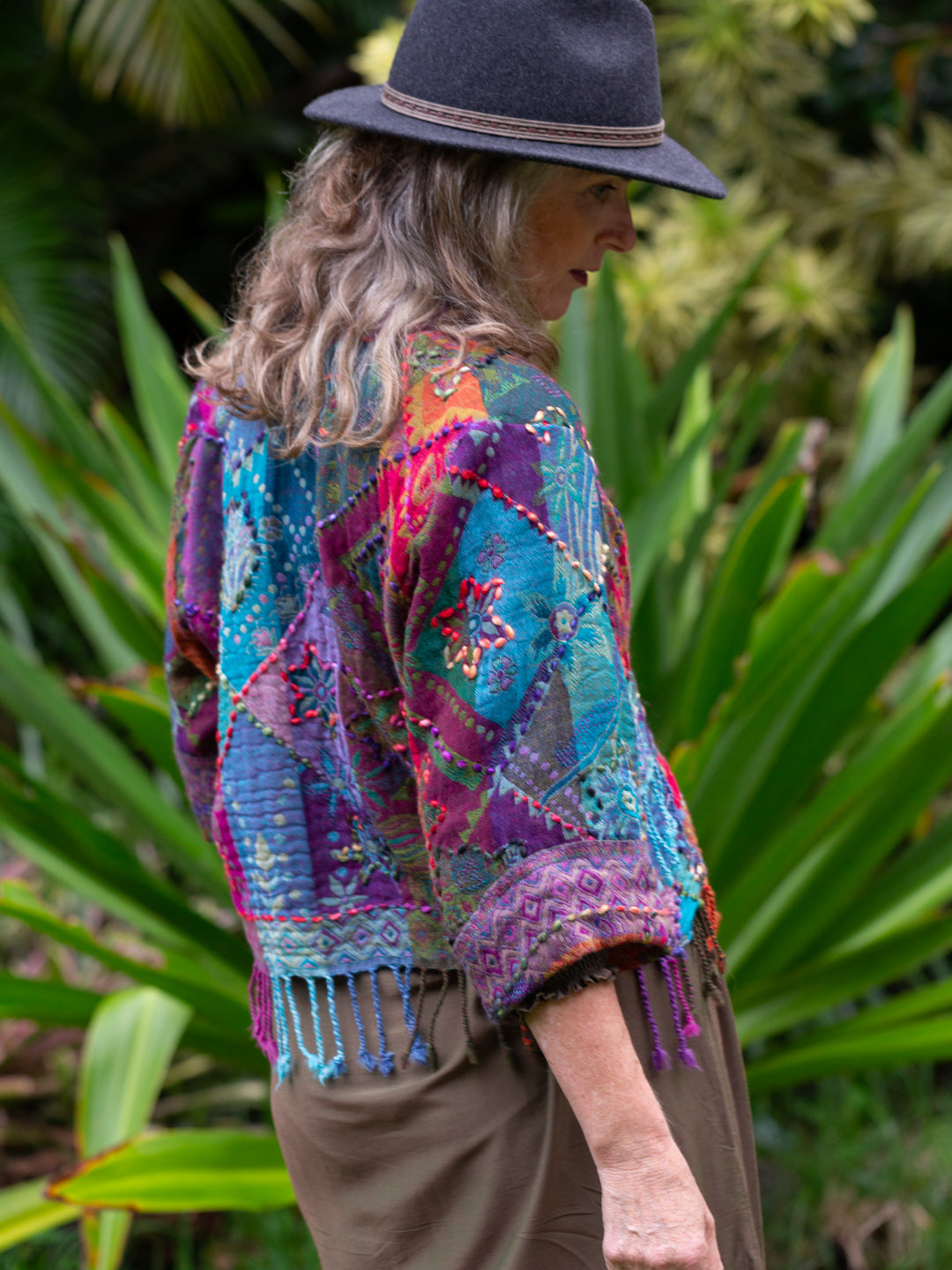 Kashmiri soft fringed wool jacket. Astral Travels size 12
