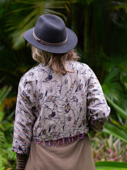 Boho Silk Chic Jacket. Autumn Tones, Size 12