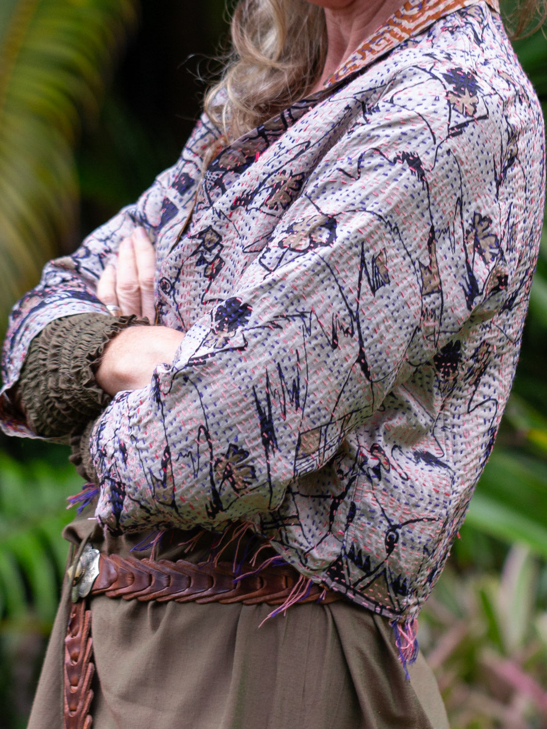 Boho Silk Chic Jacket. Autumn Tones, Size 12