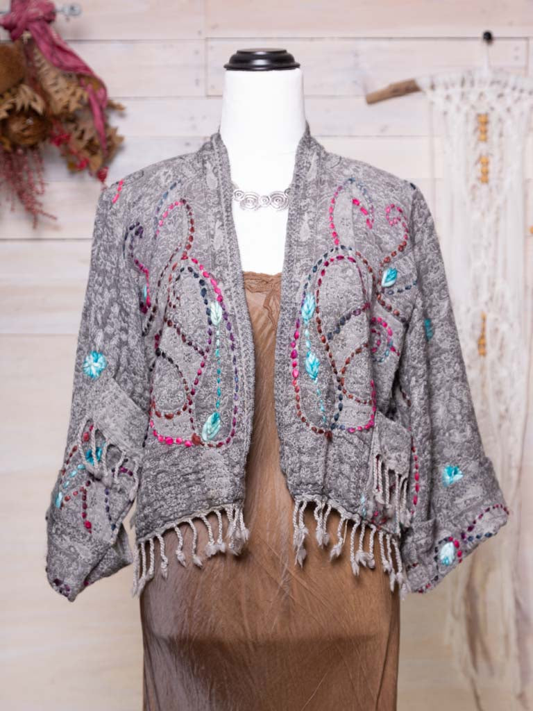 Kashmiri soft fringed wool jacket