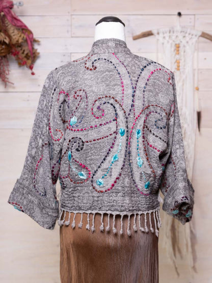 Kashmiri soft fringed wool jacket. Feather Size 14