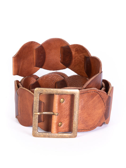Meknes Disc wide leather belt T-bar