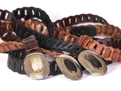 Casablanca Leather Mini Belt Bone Buckle