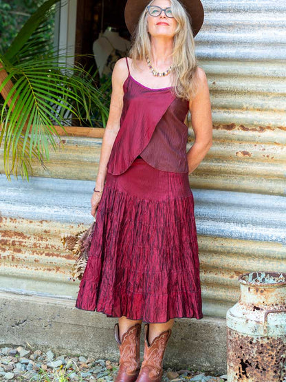 Catalina Tiered Skirt Garnet