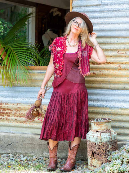 Catalina Tiered Skirt Garnet