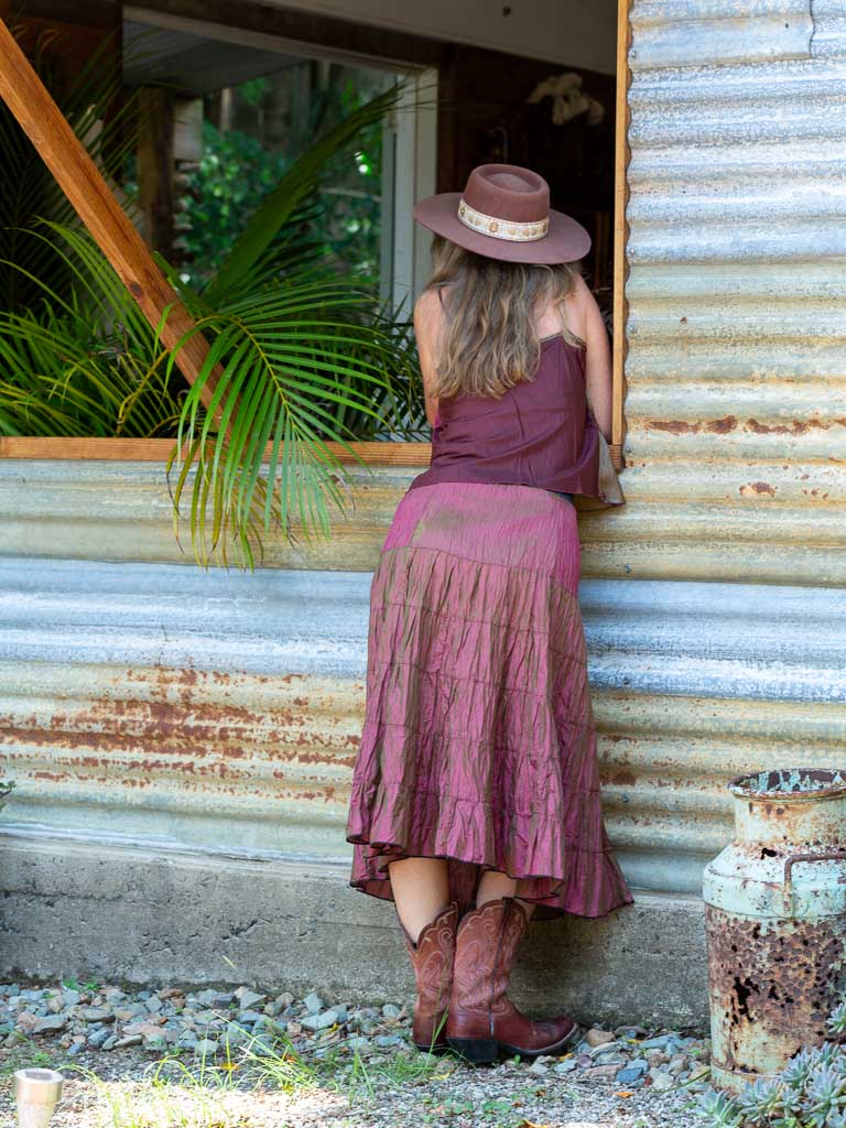 Cami - coffee 3 way combo in slinky silk.