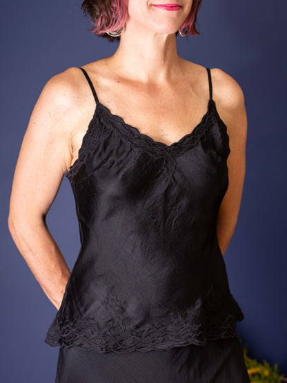 Marilyn Luxe Silk Satin Cami Black