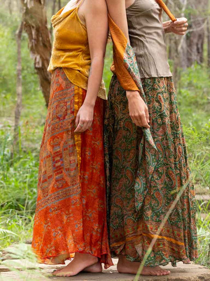 Silk Sari Skirt Burnt Ember