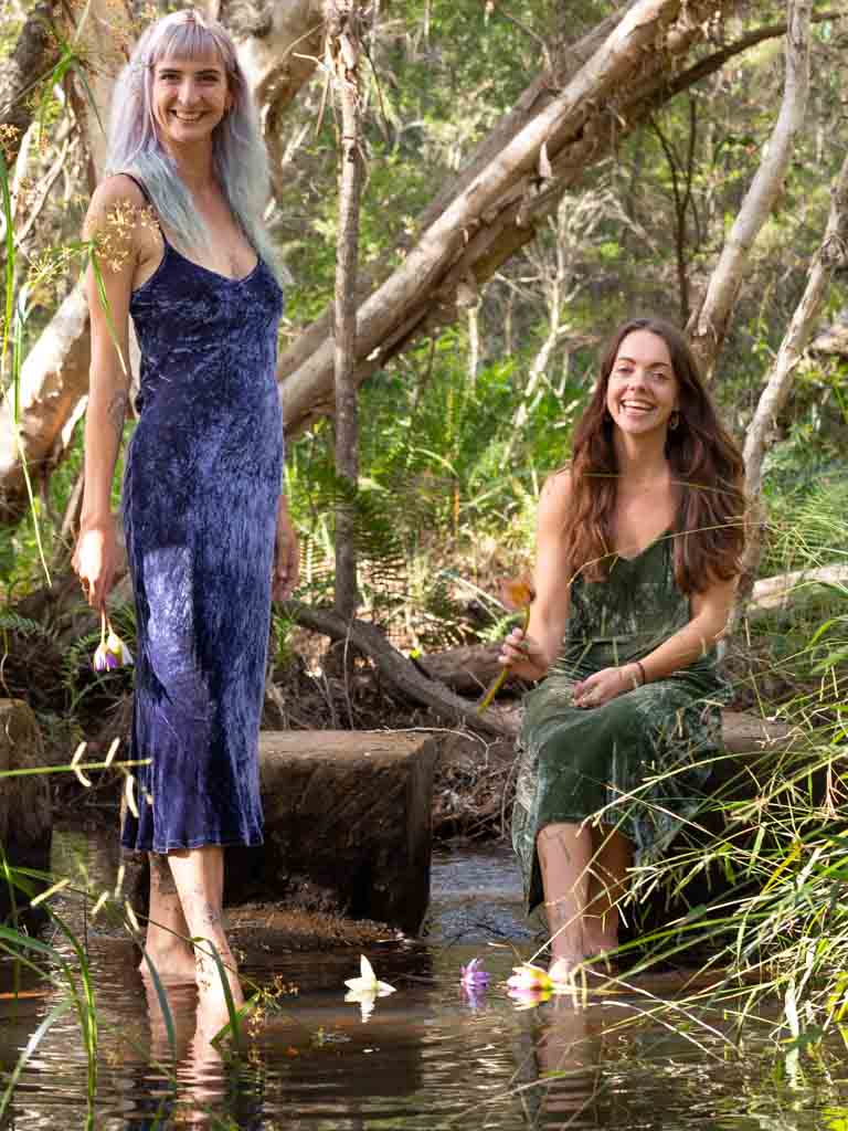 Silk Velvet Slip Maxi Blue