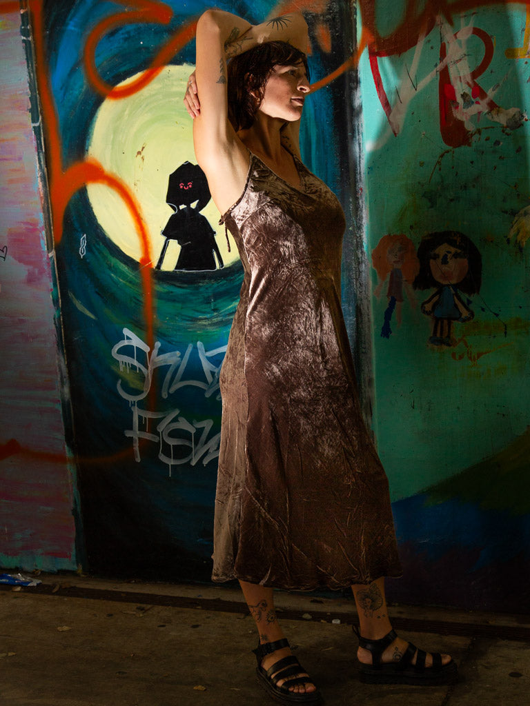 Silk Velvet Slip Maxi Cocoa