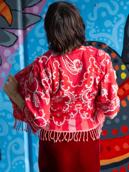 Kashmiri soft fringed wool jacket. Melancholy size 10