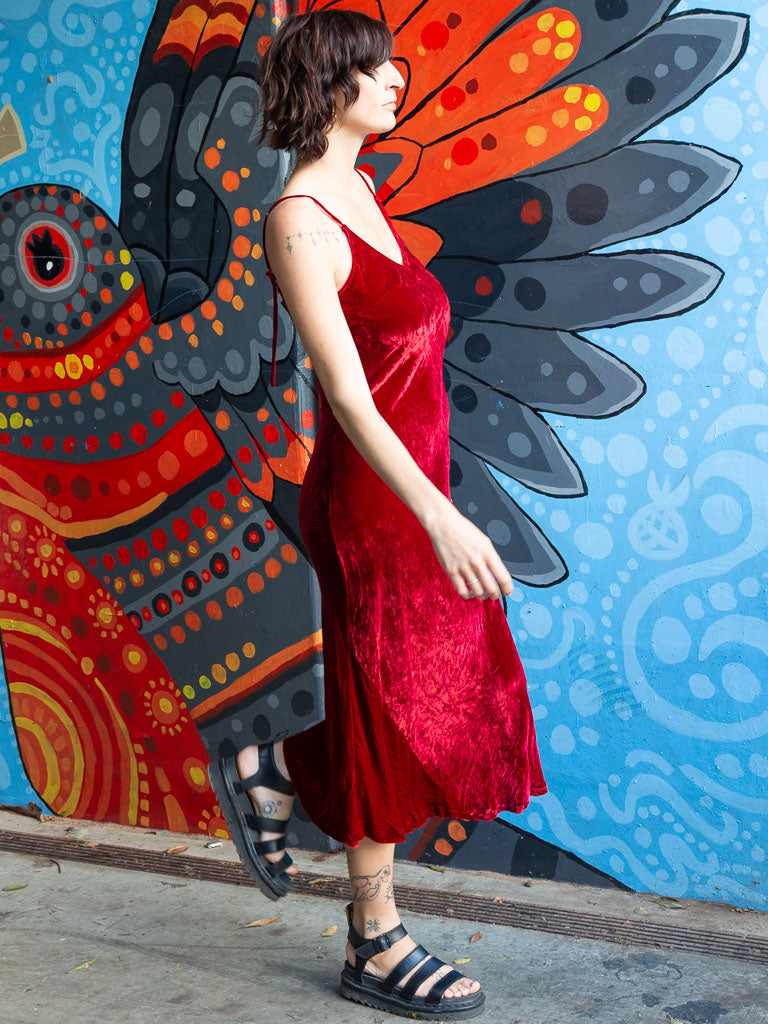 Silk Velvet Slip Maxi Red | Bias Cut Luxury Slip Dress Taboo Fashion & Accessories Silk Velvet Slip Maxi Red | Bias Cut Luxury Slip Dress Taboo Fashion & Accessories