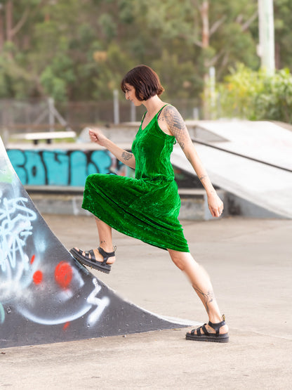 Silk Velvet Slip Maxi Kelly Green