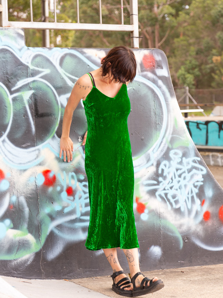 Silk Velvet Slip Maxi Kelly Green