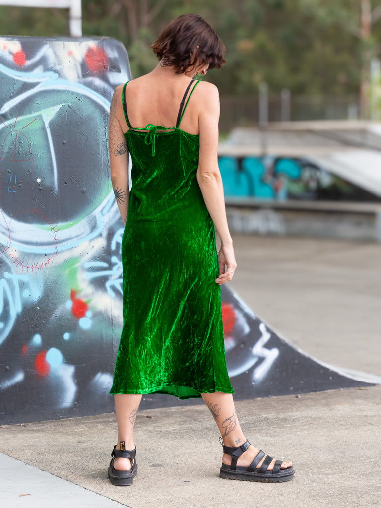 Silk Velvet Slip Maxi Kelly Green
