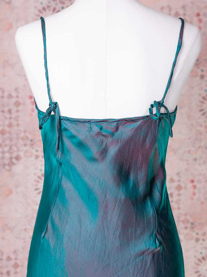 Marilyn Silk Satin Slip Long Lake Green