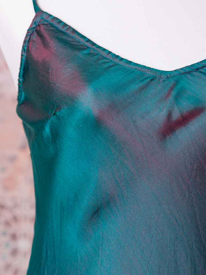 Marilyn Silk Satin Slip Long Lake Green