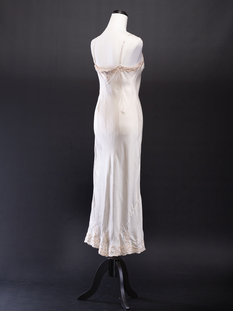Marilyn Silk Satin Slip Ivory Long