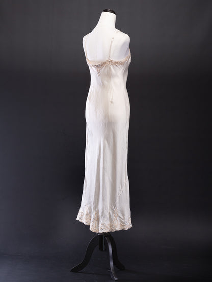 Marilyn Silk Satin Slip Ivory Long