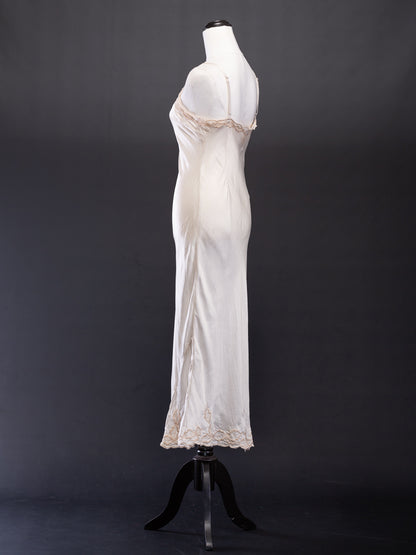 Marilyn Silk Satin Slip Ivory Long