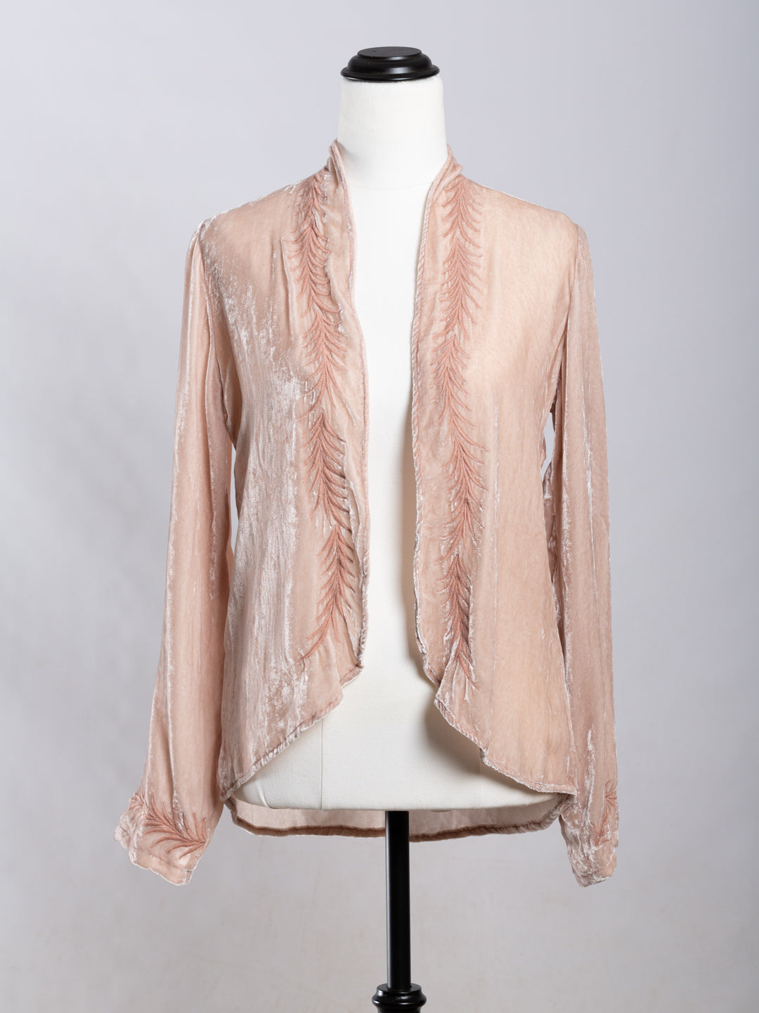 Audrey Silk Velvet Embroidered Jacket Dusty Rose