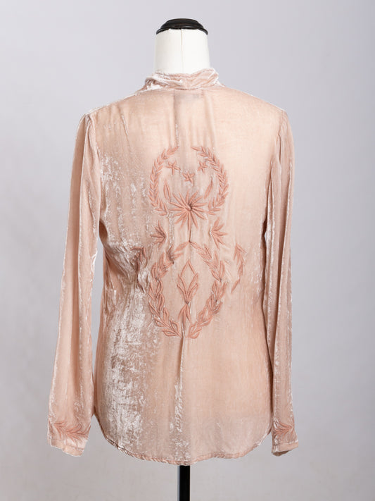 Audrey Silk Velvet Embroidered Jacket Dusty Rose