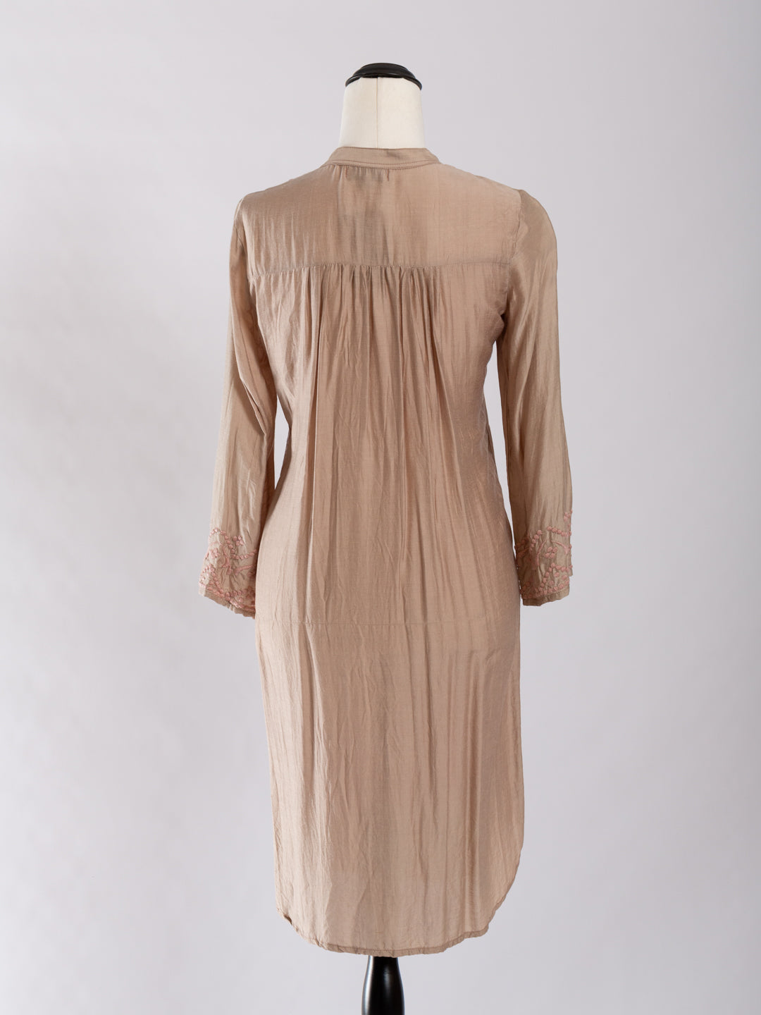 Otomo silk-linen embroidered buttoned shirt -tunic