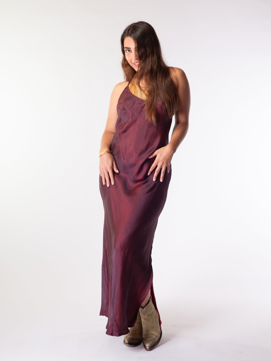 Amy Low Back Dress Maxi Bordeaux