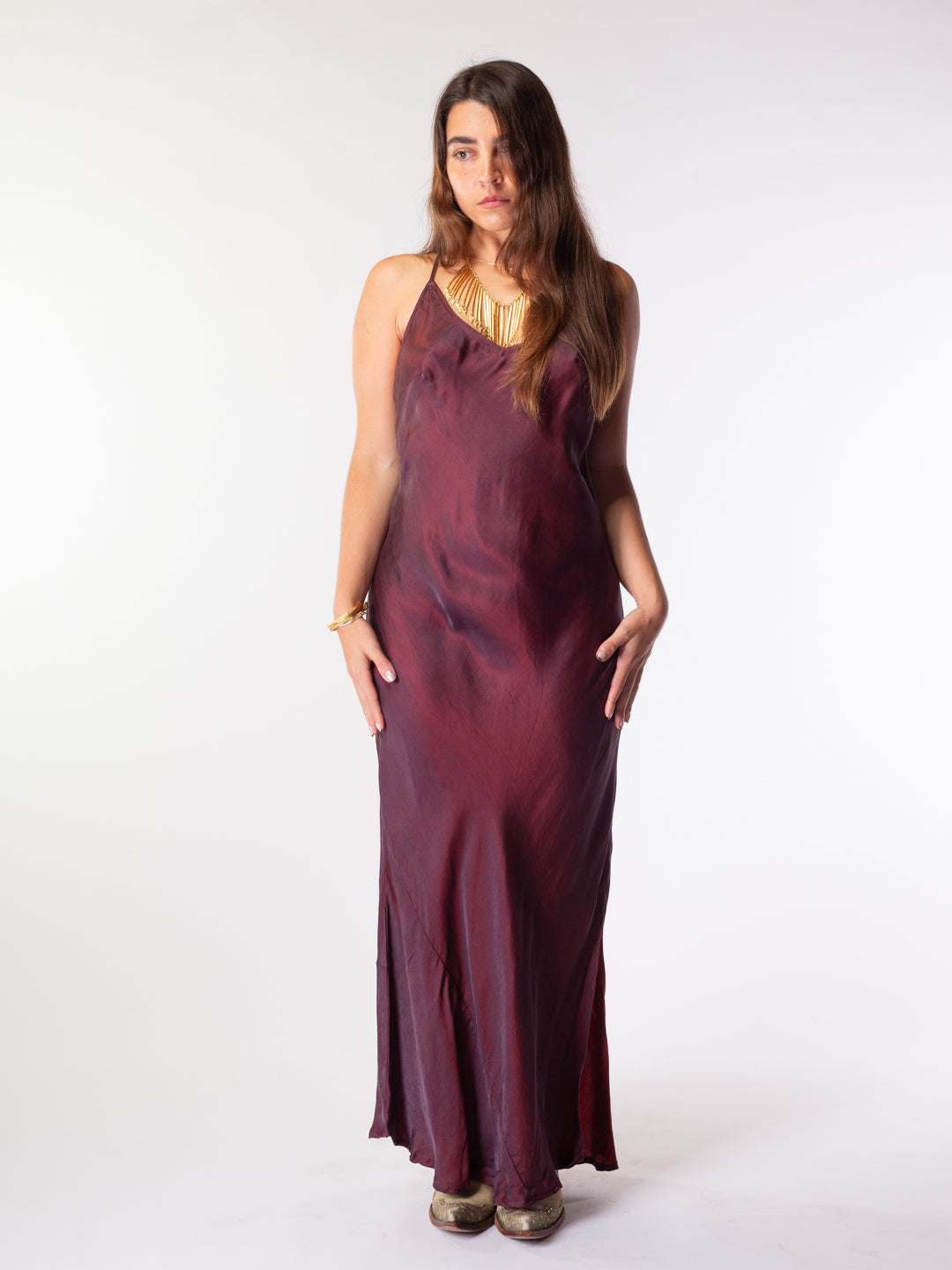 Amy Low Back Dress Maxi Bordeaux