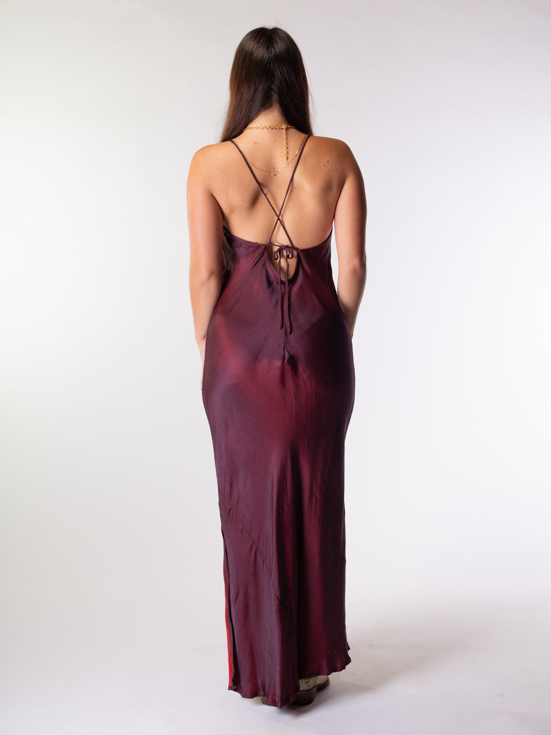 Amy Low Back Dress Maxi Bordeaux