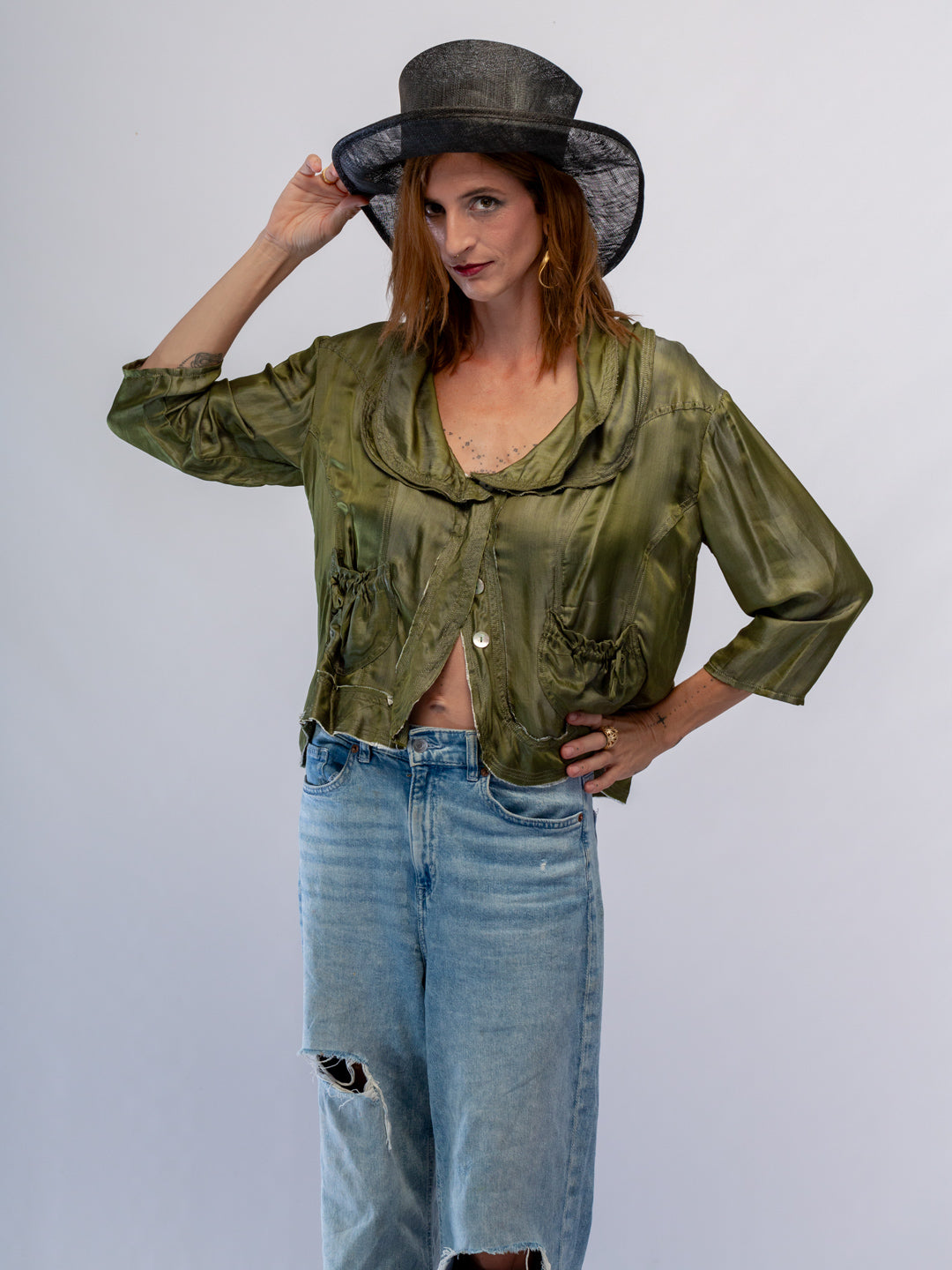 Joey Satin Jacket Olive