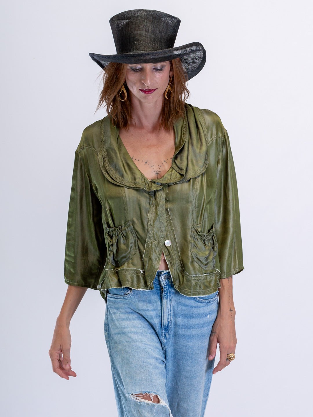 Joey Satin Jacket Olive