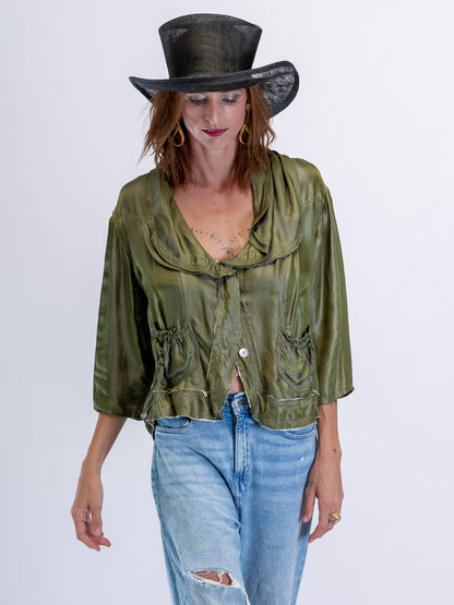 Joey Satin Jacket Olive