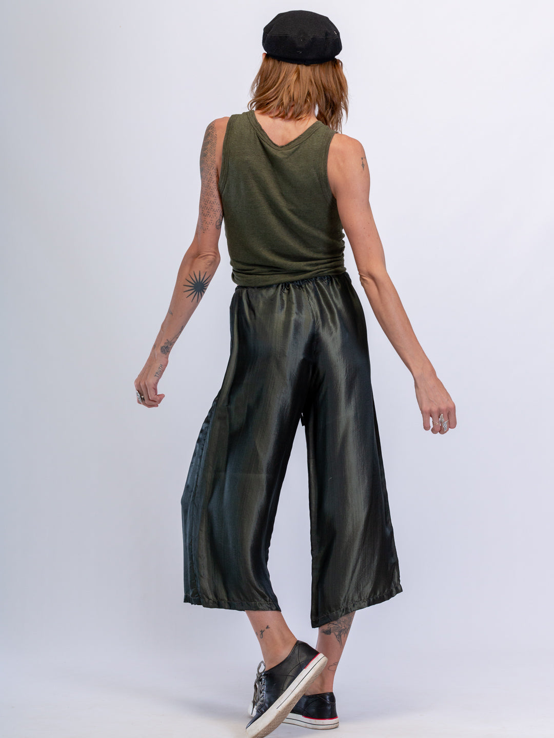 Lounge pants in silk-satin Charcoal