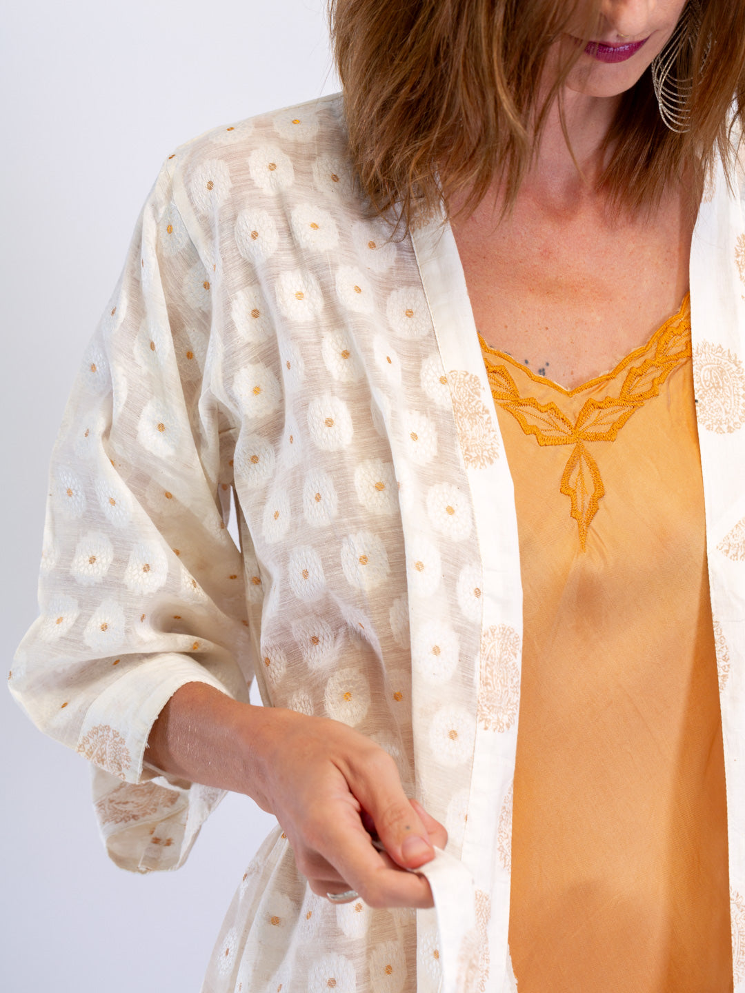 Luxe Gold Kimono short. Duster Jacket Gown.