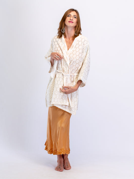 Luxe Gold Kimono short. Duster Jacket Gown.