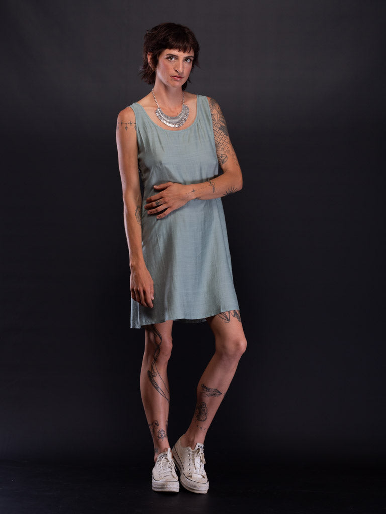 Silk-linen shift dress – taboo