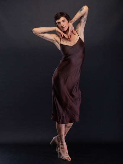 Silk Satin Slip Maxi Copper