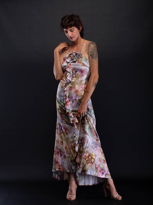 Mimi Maxi low back frill dress