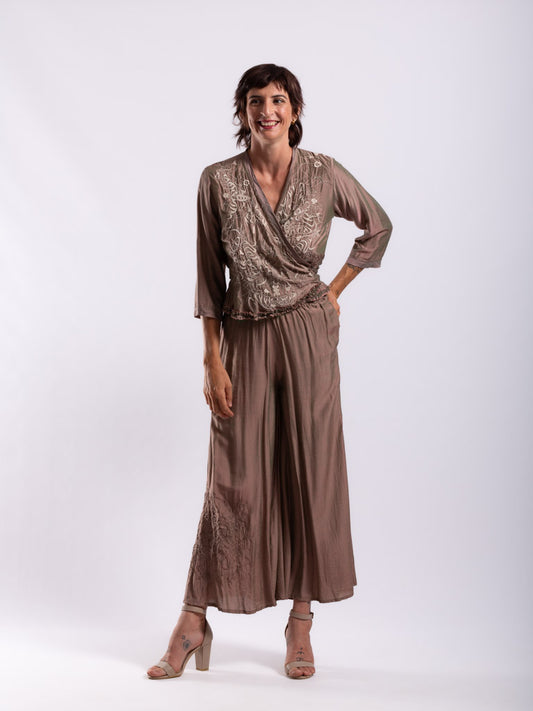 Otomo Wide Leg Embroidered Pants
