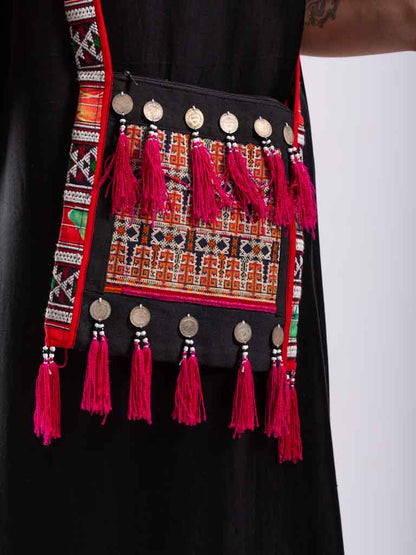 Hilltribe bag with coins and embroidery