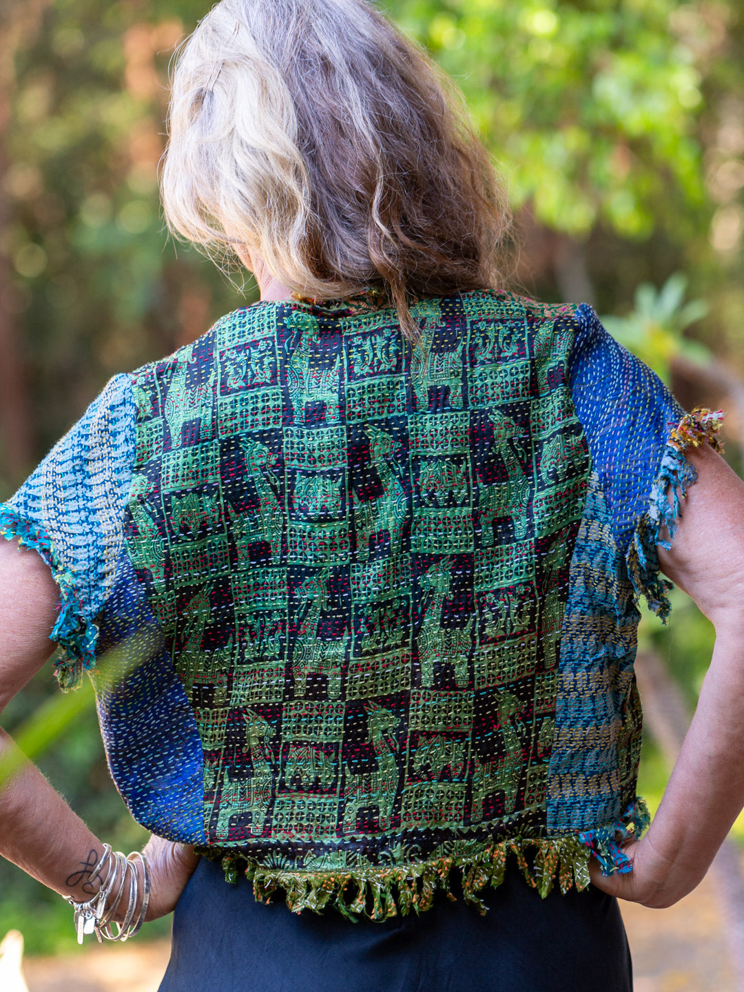 Posh & Patch Silk Collage Jacket Oriental Emerald. Size 12