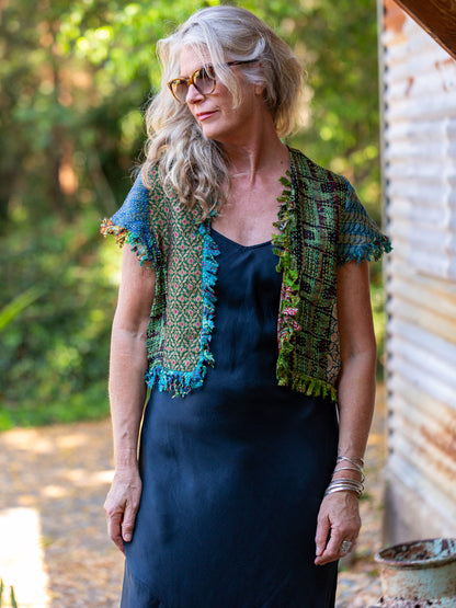 Posh & Patch Silk Collage Jacket Oriental Emerald. Size 12