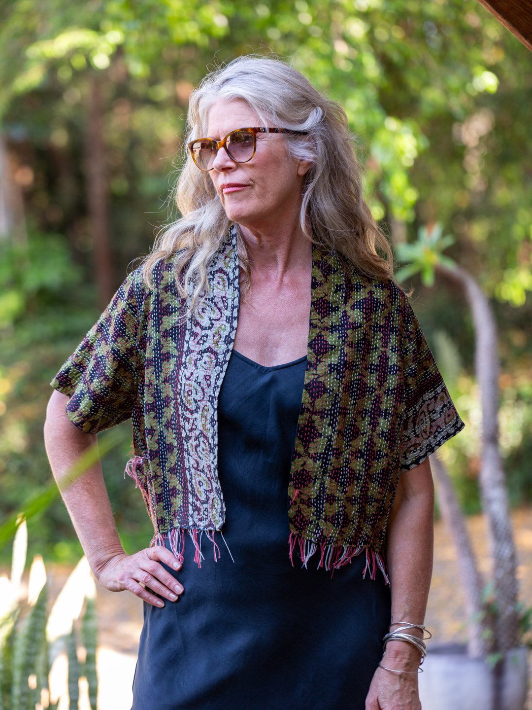 Boho Silk Chic Jacket. Forest size 14 draft