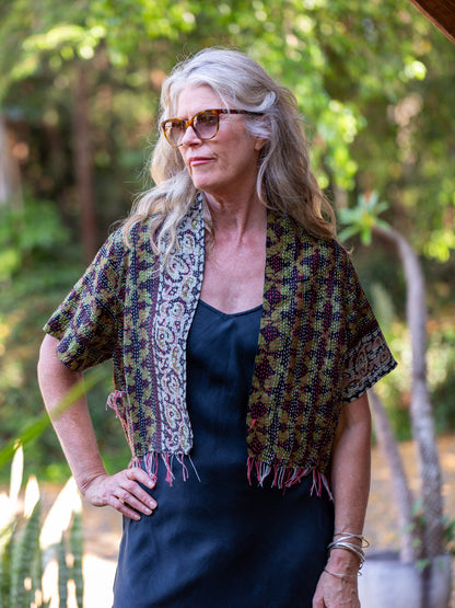 Boho Silk Chic Jacket. Forest size 14 draft