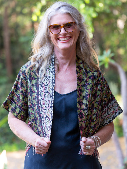 Boho Silk Chic Jacket. Forest size 14 draft